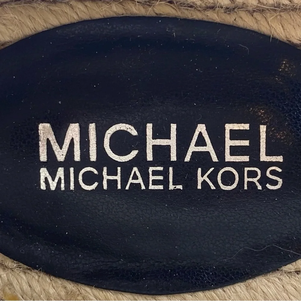 Michael Kors Womens Shoes Leather Espadrille Slip Ons Sz 6.5 Black Flat Casual